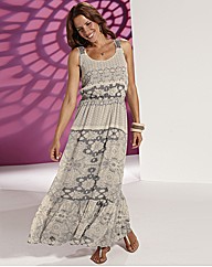Lazy Lu Crochet Back Chiffon Maxi Dress