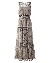 Lazy Lu Crochet Back Chiffon Maxi Dress