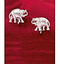 Silver and Garnet Elephant Clip Earrings
