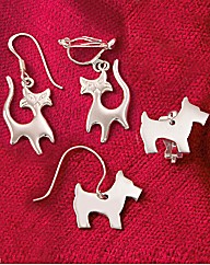 Sterling Silver Pet Shaped Clip Earrings