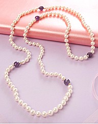 Endless Pearl and Amethys Necklace 36in