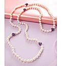 Endless Pearl and Amethys Necklace 36in