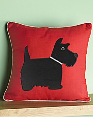 Scottie Dog Piped Filled Cushion