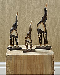 Set of 3 Handcrafted Wooden Elephants