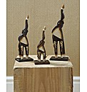 Set of 3 Handcrafted Wooden Elephants
