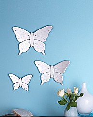 Set of 3 Butterfly Shaped Wall Mirrors