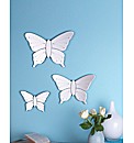 Set of 3 Butterfly Shaped Wall Mirrors
