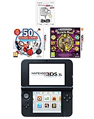 3DS XL Console - Silver + 2 Games + AC
