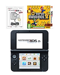 3DS XL Console - Red + 2 Games + AC