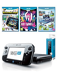 Black Wii-U Premium Pack+Remote+ 2 Games