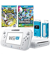 White Wii-U Console Pack + 2 Games