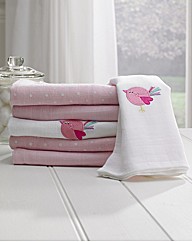 Lollipop Lane Pink Bird Muslin Squares