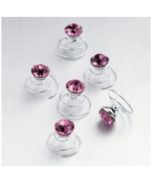Set of 6 Pink Glass Stone Swirls