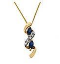 9ct  Gold Diamond and Sapphire Pendant