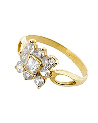 9ct Yellow Gold CZ Square Ring