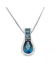 9ct White Gold Blue Topaz Pendant