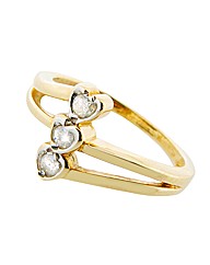 9ct Yellow Gold Triple Heart Ring