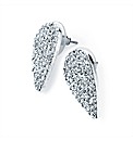Silver Coloured Glass Oval Earrings