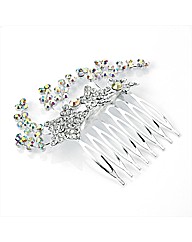 Silver Coloured Glass Stone Hair Comb
