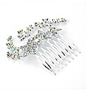 Silver Coloured Glass Stone Hair Comb