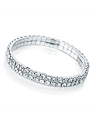 2 Row Silver Coloured Elastic Bracelet