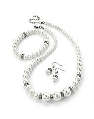 White Pearl Coloured Necklace Set