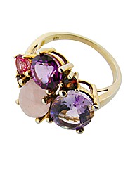 9ct Yellow Gold Purple Cluster Ring
