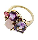 9ct Yellow Gold Purple Cluster Ring