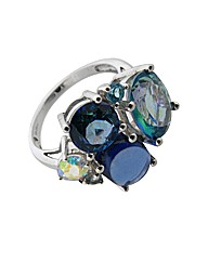 9ct White Gold Blue Cluster Ring