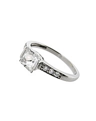 9ct White Gold Diamond and Topaz Ring