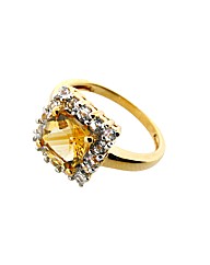 GPS Citrine and White Topaz Square Ring