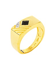 Gold Plated Sapphire and CZ Gents Ring