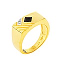 Gold Plated Sapphire and CZ Gents Ring