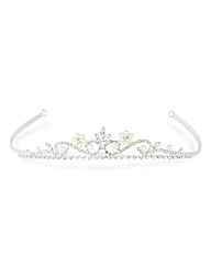 Jon Richard Pearl Crystal Flower Tiara