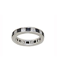 Sterling Silver White&Black cz Band Ring