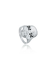 Sterling Silver B&W cz Skull Ring