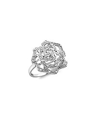 9ct White Gold Diamond Rose Ring