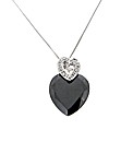 9ct White Gold Black CZ Heart Pendant