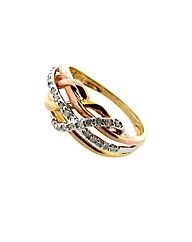 9ct Three Tone Diamond Ring