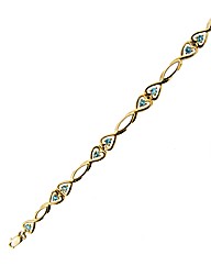 9ct Yellow Gold Blue Topaz Bracelet