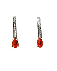 9ct YG Diamond and Topaz Drop Earrings
