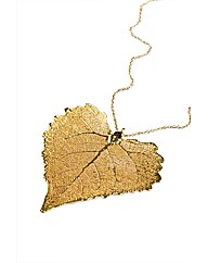 Jumbo Cotton Wood Gold Leaf Necklace