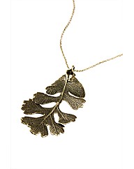 Jumbo Brass Lacey Oak Leaf Necklace