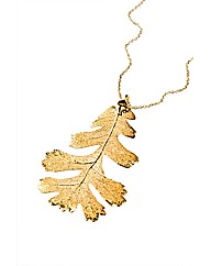 Jumbo Gold Lacey Oak Leaf Necklace