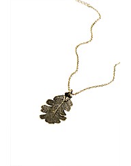 Medium Brass Lacey Oak Leaf Necklace