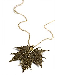Large Vintage Brass Maple Leaf Necklace
