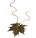 Large Vintage Brass Maple Leaf Necklace