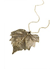 Jumbo Vintage Brass Birch Leaf Necklace