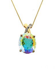 9ct YG Diamond and Mystic Topaz Pendant