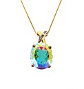 9ct YG Diamond and Mystic Topaz Pendant